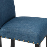 English Elm Elyssian Blue Upholstered Counter Height Chair With Nailhead Trim (Set Of 2)