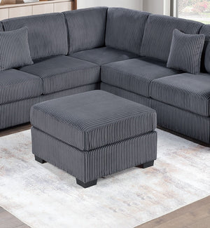 English Elm Living L-Shaped Sectional Sofa Set with Reversible Chaise, Tufted Burlap Fabric, Storage Ottoman, USB Port Dark Gray 34 L x 26 W x 46 H B011S01779