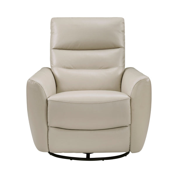 English Elm Luxurious swivel glider recliner chair with top-grain leather, plush foam over coils and sturdy frame taupe 36 L x 30.5 W x 26 H B011P395598
