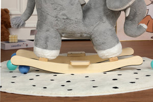 English Elm Kids Elephant Plush Rocking Toy with Sound Button Safety Belt and Sturdy Steel Frame W3723P374146