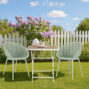 English Elm 2-Pack Modern Lounge Chairs with 55" Long Weatherproof Table — UV-Resistant, Ergonomic, Easy Assembly khaki,Pale Green,White W3450S00015
