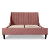 English Elm Aspen Vertical Tufted Headboard Platform Bed Set, Queen, Ash Rose Pink Velvet