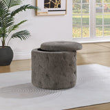 OSP Home Furnishings Erindale Round Storage Ottoman Stone