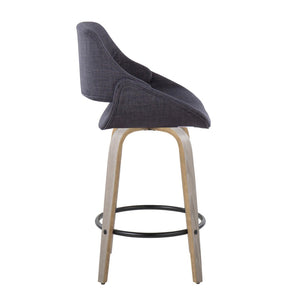 English Elm Fixed-height Swivel Counterstools Charcoal Upholstered Bentwood Seat Set Kitchen Island B202S01819