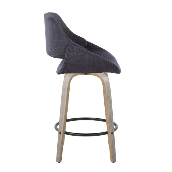 English Elm Fixed-height Swivel Counterstools Charcoal Upholstered Bentwood Seat Set Kitchen Island B202S01819