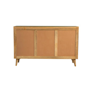 English Elm Austin Natural 3-Door Accent Cabinet with Checkered Pattern, Tapered Legs, Warm Wood Grain Finish B062P328615