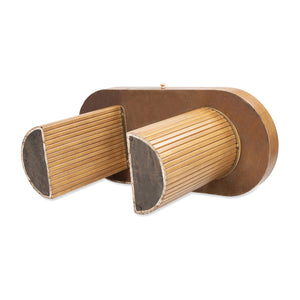 English Elm Jennifer Taylor Home - Jesse 55.5" Oval Fluted Console Desk in Honey Brown Rubberwood — Curved Top, Single Drawer, Sturdy Design B2719P277875