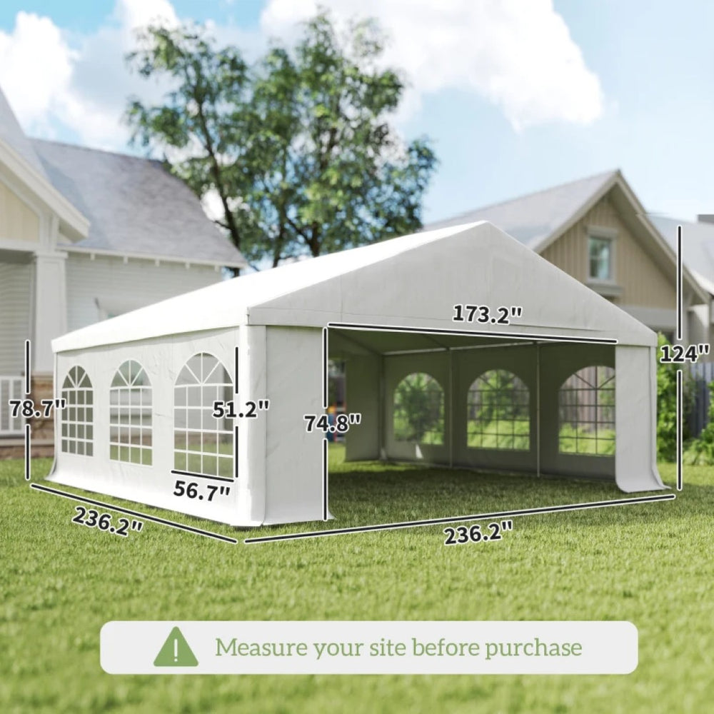 English Elm Outdoor Steel Frame Party Canopy Tent with Sidewalls for Events and Vehicle Shelter T3971S00193