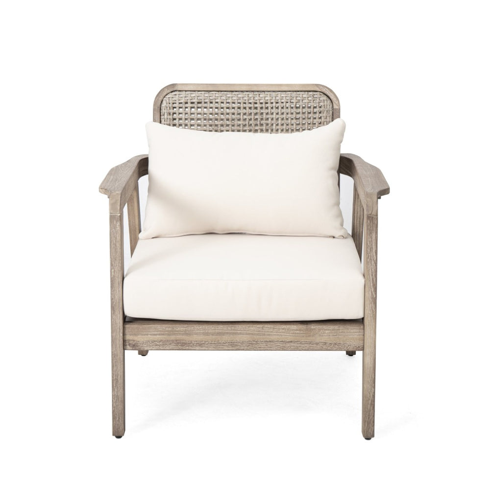 English Elm Outdoor Acacia Wood Club Chair Deep Seating Woven Back Patio Lounge Resort Style N780P171149B