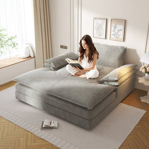 English Elm Modern Oversized Double Chaise Lounge Chair - Luxurious Chenille Sofa For Living Rooms & Reading Nooks W1885S00185