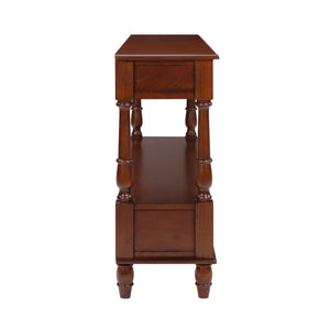 English Elm Solid Wood Console Table 54" 6-Drawer Vintage Style with Lower Shelf, Sturdy Pine Build, 220LB Top Capacity Cherry W1202P303772