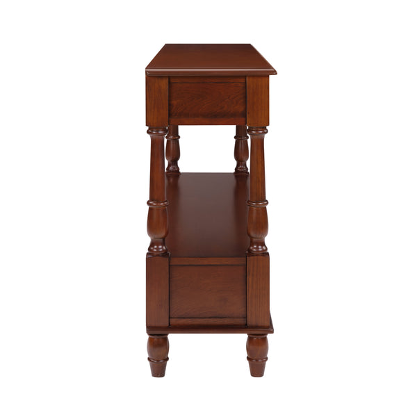 English Elm Solid Wood Console Table 54" 6-Drawer Vintage Style with Lower Shelf, Sturdy Pine Build, 220LB Top Capacity Cherry W1202P303772