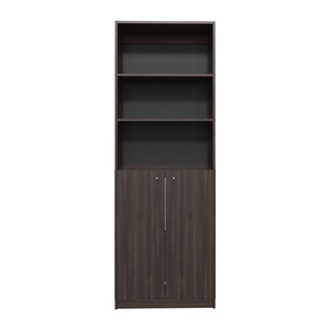 English Elm Home 2 Door Bookcase Kronos Walnut Finish with Two Open Shelves and Concealed Cabinet Storage, Versatile Organizer B070P337151