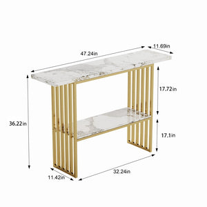 English Elm 47''double Semi-circle Console Table with Led Lighting and Sculptural Hammered Wood Base W2263P395489
