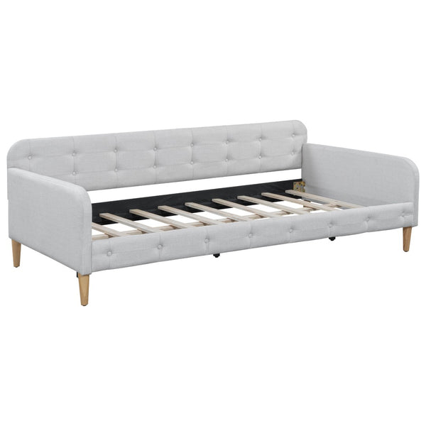 English Elm Twin Linen Upholstered Daybed Button Tufted Sofa Bed for Guest or Bedroom Beige N750P266225K