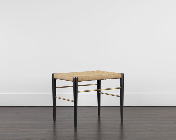 Sunpan Bondi Stool - Handcrafted Black Beech Timber with Natural Rope Seat, Sustainable & Stylish Design