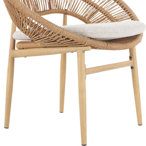 English Elm Christopher Knight Home® - Cyril Handwoven Outdoor Wicker Papasan Dining Chair Set of 2 with Water‑Resistant Cushions, UV‑Safe Beige,Light Brown,Teak N775P271975B