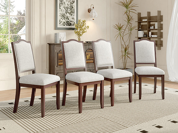 English Elm Farmhouse Upholstered Dining Chairs Set of 4 with High Back, Comfortable Modern Seating for Home Use Cherry N752P271803C
