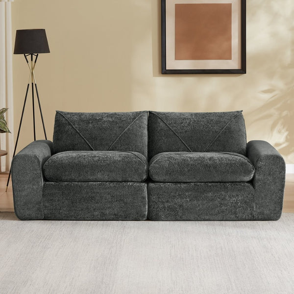 English Elm Modern Chenille Sectional Sofa with Foot Extension Low Profile Living Room Comfort Dark Gray W3396P463874