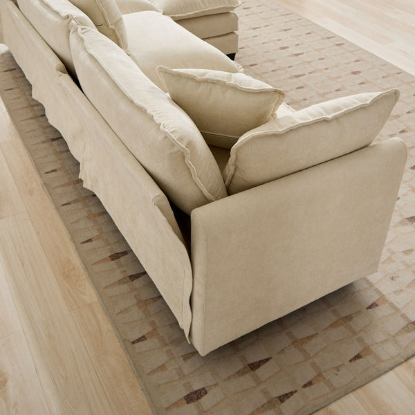 English Elm Cloud Modular Sectional Armrest with Chenille Upholstery Plush Double Layer Cushion Seating Beige W1143P378699