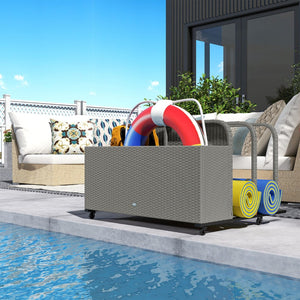 English Elm Outsunny Pe Rattan Outdoor Pool Float Organizer with Rolling Wheels Resort Style W2225P485590