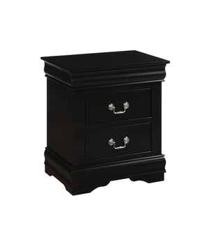English Elm Louis Louis Philippe nightstand with two smooth-glide drawers, brushed nickel handles, durable dovetail build enhancing bedroom organization Black 27 L x 18 W x 23 H B2726P252726