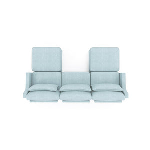 English Elm Three-Seater Sofa With Movable Ottomans & Lumbar Pillow - Elegant Sky Blue Chenille Design For Comfort W714S01208-GIGA