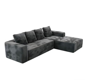 English Elm Cloud Modular Sectional Sofa Plush Corduroy L Shape Deep Seat for Living Room W3955S00008