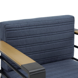 English Elm Christopher Knight Home® - GIOVANNA Club Chair with Rust-Resistant Aluminum Frame, Water-Resistant Cushions & Slat Design for Patio Comfort Blue 34.75 L x 27.75 W x 17.25 H N776P182183B