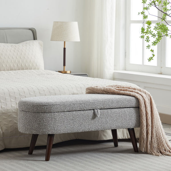 English Elm S02 Boucle Lift Top Storage Ottoman Bench for Entryway or Living Room Accent W1805P178791
