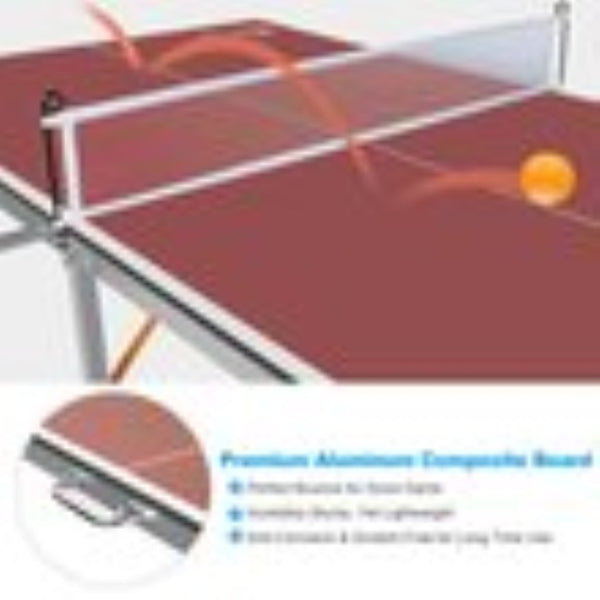 English Elm Double Fish Foldable Mdf Ping Pong Table with Wheels Net Paddles Balls Indoor Outdoor W3087P250981