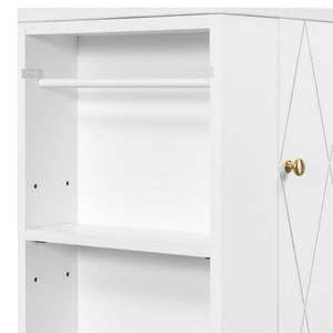 English Elm 20 Modern Wall-Mounted Bathroom Vanity with Ceramic Sink, Diamond Door, Gold Handles & Shelves — Compact White N725P314033K