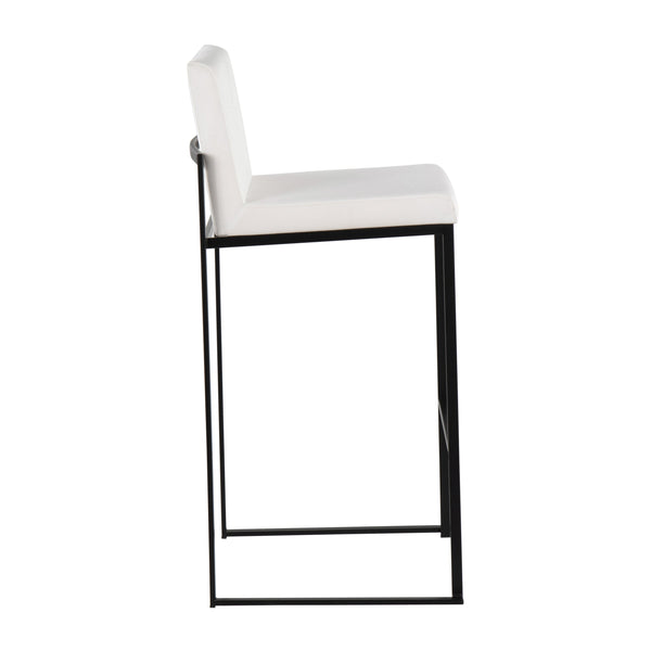 English Elm Fuji 30" High Back Barstool Set Of 3 In Elegant White Velvet & Sturdy Black Steel – Modern Comfort! B202P222214