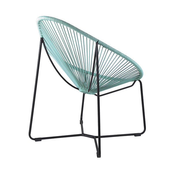English Elm Lirren Steel Papasan Lounge Chair with Woven Rope Seat, Indoor/Outdoor Durable Design, No Assembly Required Green B2736P354307