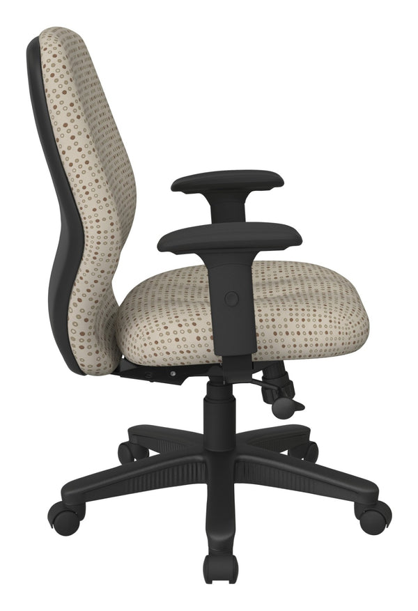 OSP Home Furnishings Mid Back Executive Office Chair with Synchro Tilt Lumbar Support and Padded Pu Arms Luna 3121-K100