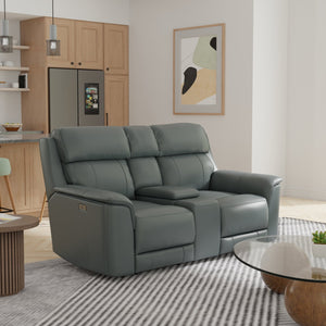 English Elm Oslo Dual Power Reclining Love Seat With Console – Luxurious Sapphire Comfort & Modern Design B339P411568