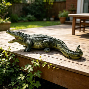 English Elm 23" Resin Crocodile Garden Statue Weatherproof Wildlife Sculpture for Pond and Patio W5709P462880