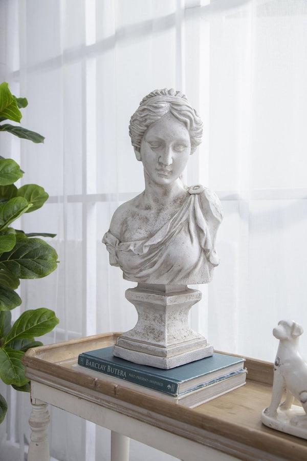 English Elm 10x9x22" Classical Female Bust Magnesium Sculpture Indoor Outdoor Garden Pedestal Accent W2078P494899