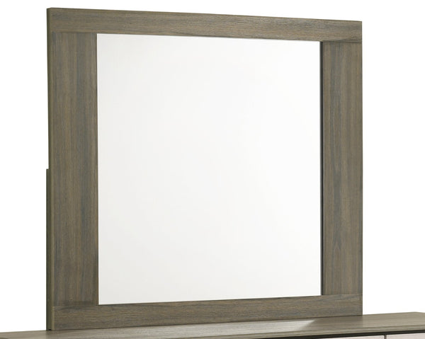 English Elm Gem Modern Mirror in Beige & Brown Wood Frame — Large Reflective Surface, Sleek Clean-Lined Design, Enhances Light and Space B009P254154
