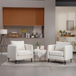 English Elm Accent Velvet Armchair Mid-century Modern Plush Seat with Metal Legs for Any Room W3244P327103