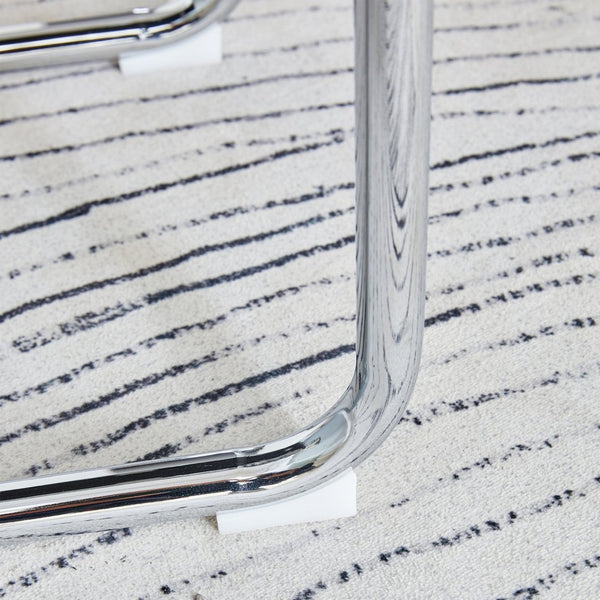 English Elm Table Modern Luxurious Dining Set - Transparent Glass Top With 4 Dark Gray Pu Chairs & Silver Legs W1151S04129-GIGA