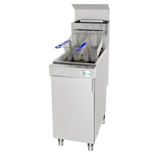 English Elm 90,000 Btu Triple Burner Lp Gas Fryer Heavy Duty Floor Model for Restaurant Use W3629P365490