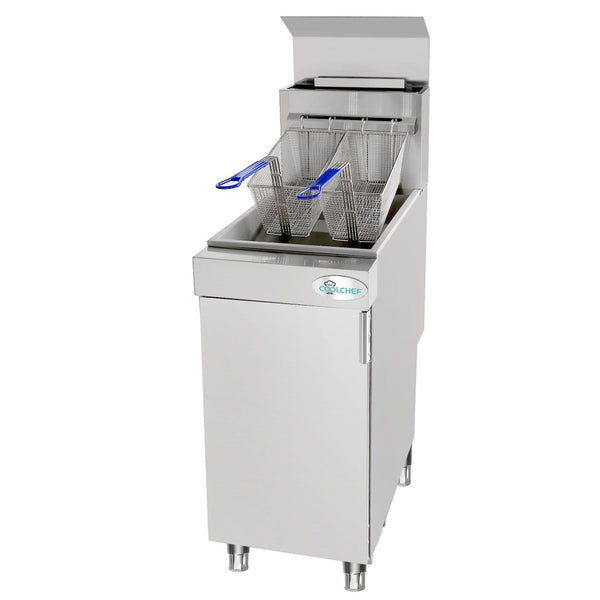 English Elm 90,000 Btu Triple Burner Lp Gas Fryer Heavy Duty Floor Model for Restaurant Use W3629P365490