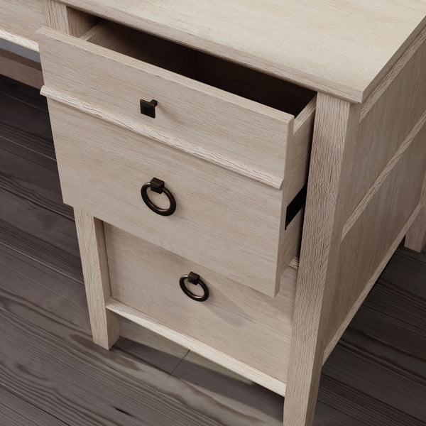 English Elm Desk, Versatile Brown Oak Finish For Home Office With Spacious Surface And Organized Storage Solutions B356P367780