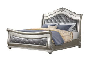 English Elm Destiny Traditional 4-Piece King Bedroom Set In Silver - Upholstered Crystal-Tufted Bed & Storage Solutions B009S01358
