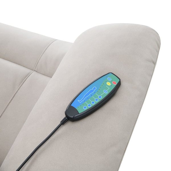 English Elm Chriki Light Gray Polished Microfiber Recliner with Lift, Heated Massage, Power Motion & Contemporary Comfort B2726P242438