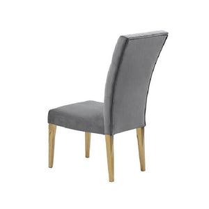 English Elm Modern Velvet Dining Chair Set Of 2 - Tufted Gray Upholstery With Gold Finish Legs For Glam Style B011P353090