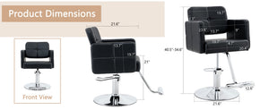 English Elm Fashionable Hydraulic Salon Chair Black Pu Leather Swivel Seat for Styling Studios W1151P361700