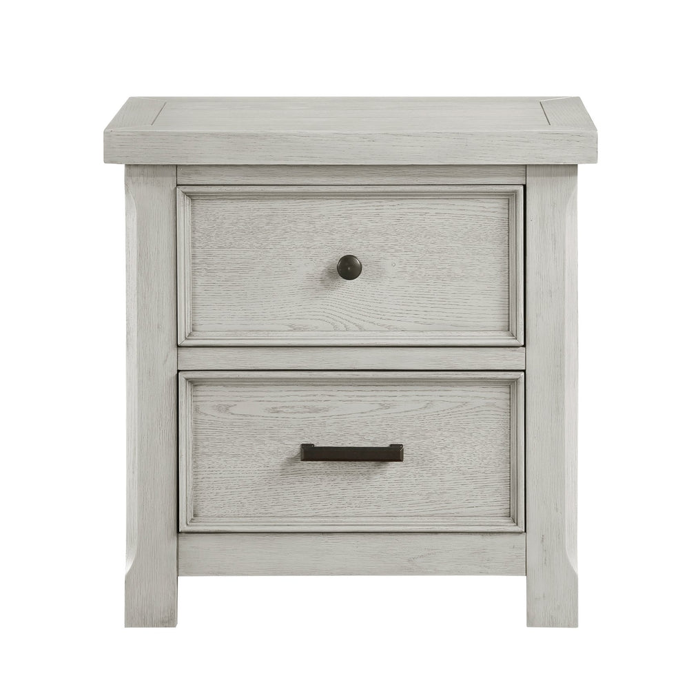 English Elm Classic Light Gray Providence Nightstand with 2 Drawers, Oak Veneer, Antique Black Hardware, 28"x17"x28.5" B011P355871