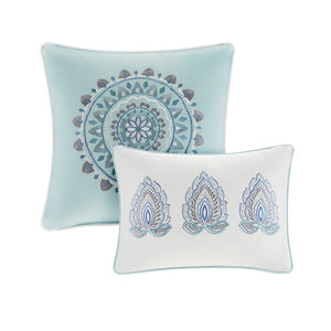 English Elm 8 Madison Park Isla Cotton Reversible Floral Comforter Set Queen OEKO-TEX Botanical Watercolor Medallion Blue 22.05 L x 20.87 W x 14.17 H B03597067